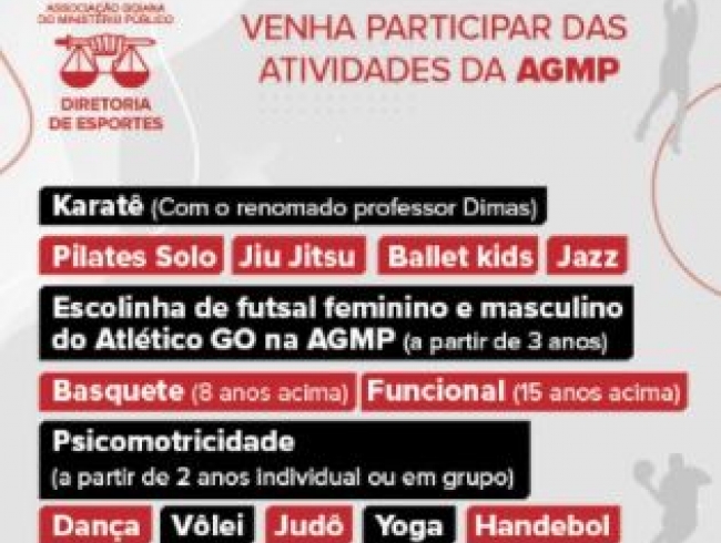 Confira as atividades esportivas da AGMP